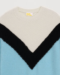 Pull à col montant maille perlée tric en cachemire - Acid Blue