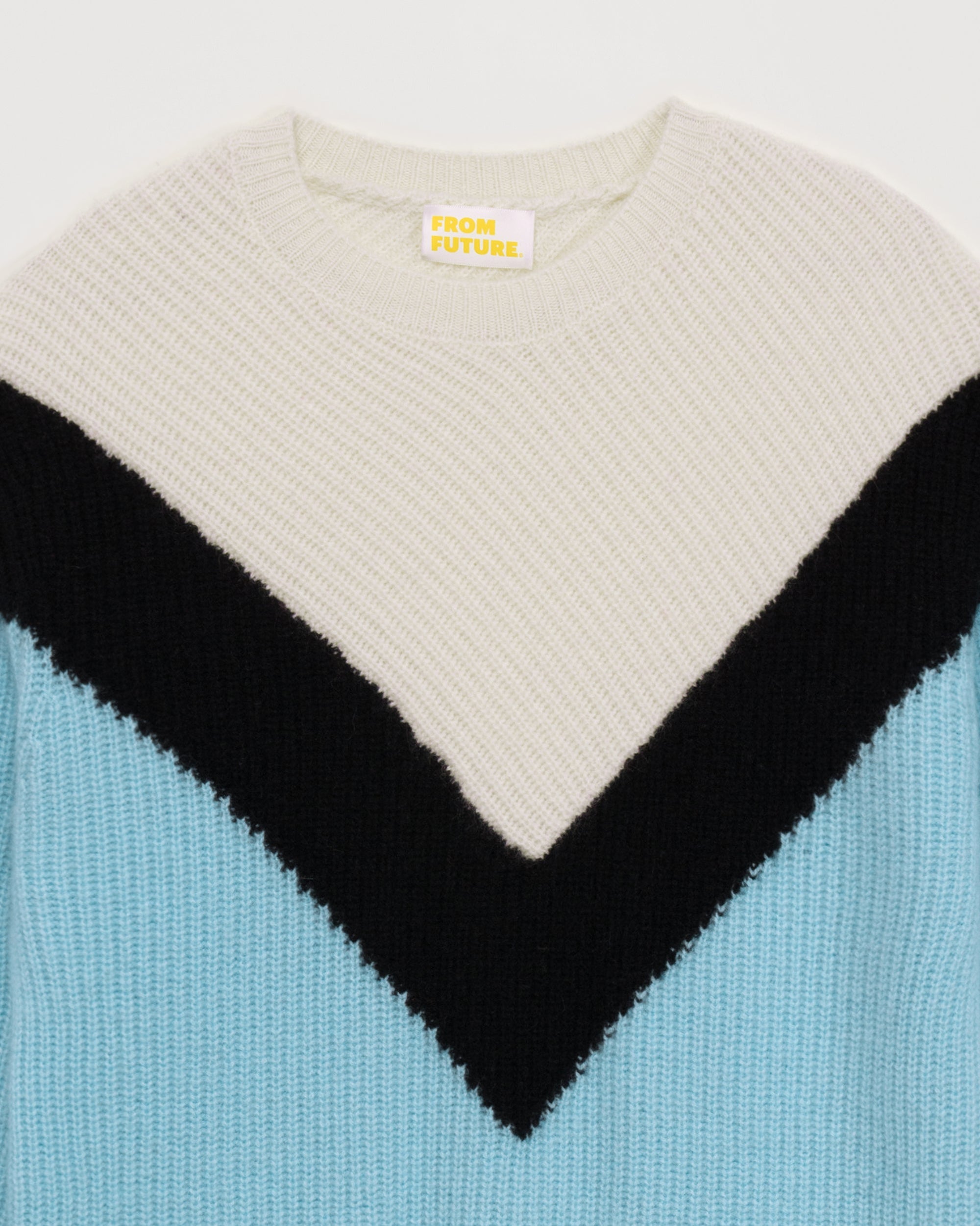 Pull à col montant maille perlée tric en cachemire - Acid Blue