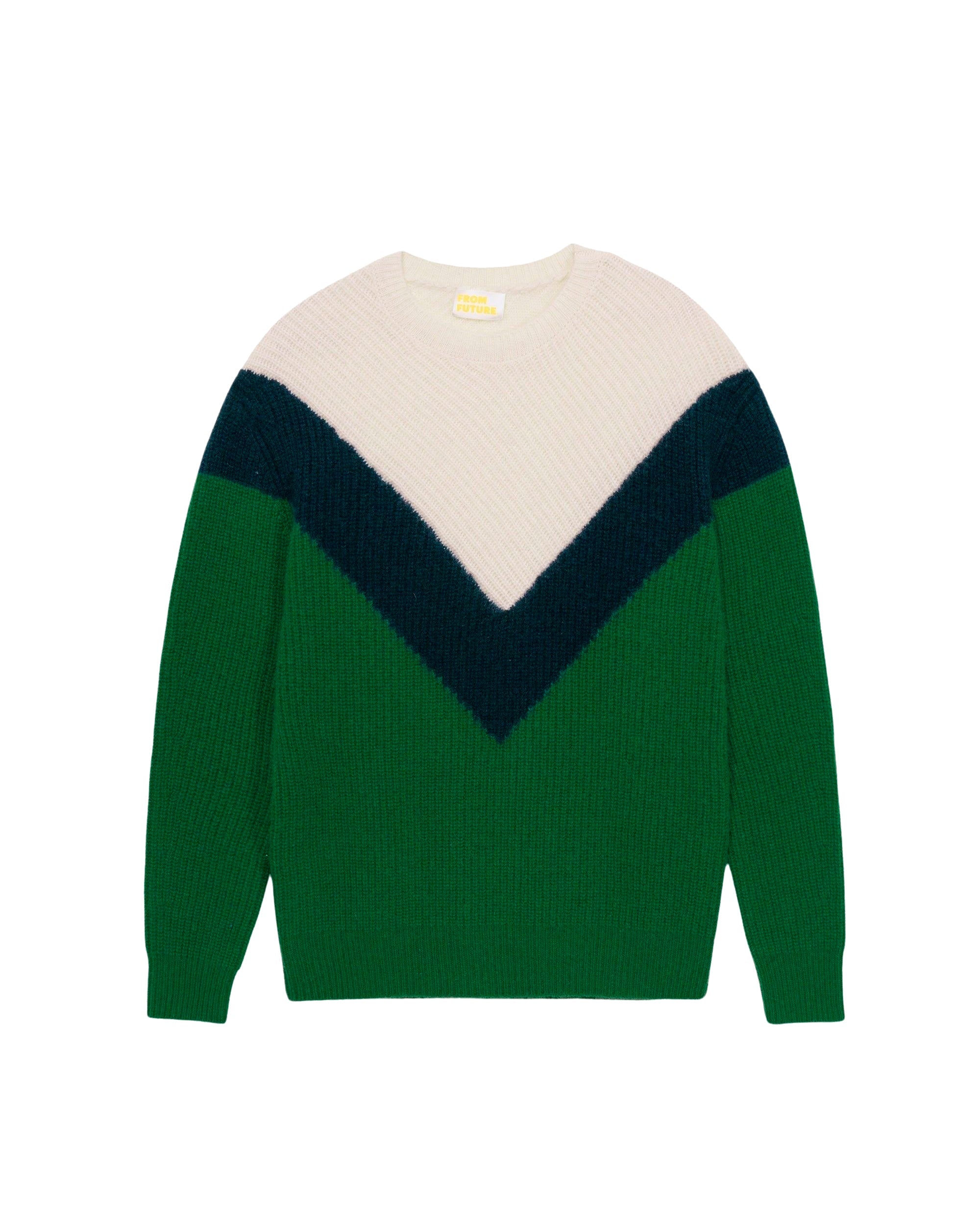 Pull à col montant maille perlée tric en cachemire - Pine Green