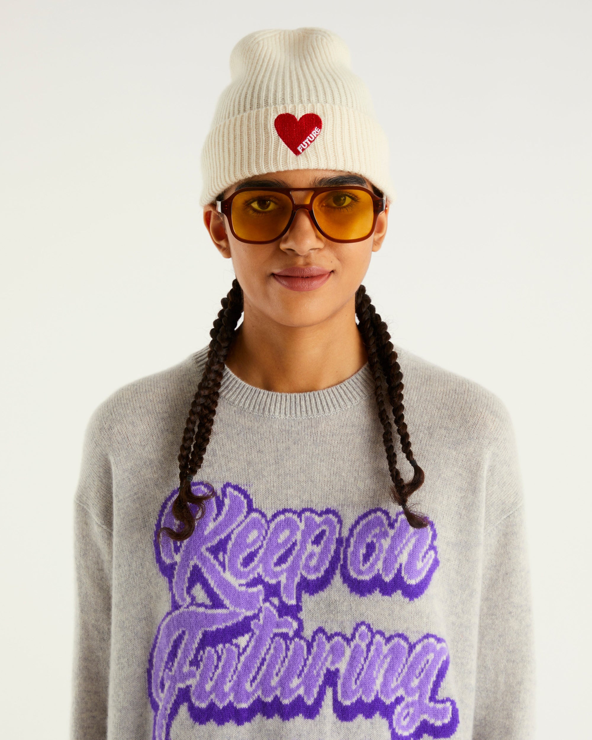 Pull à col rond Keep On Futuring en cachemire - Light Heather Gray