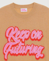 Pull à col rond Keep On Futuring en cachemire - Camel