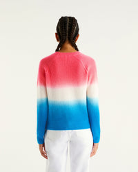Pull à col rond maille perlée dip dye en cachemire - Tie & Dye Pink Blue