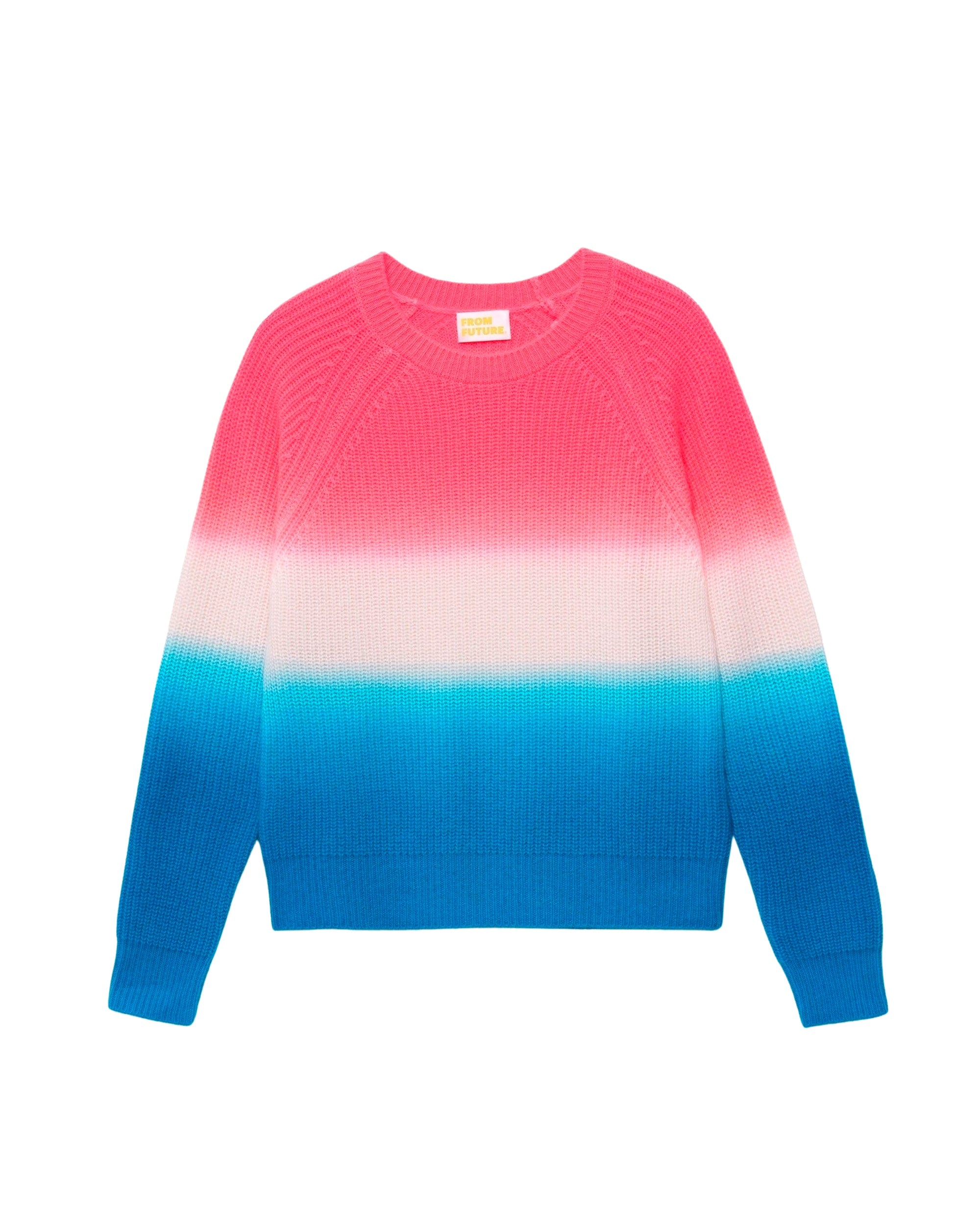 Pull à col rond maille perlée dip dye en cachemire - Tie & Dye Pink Blue