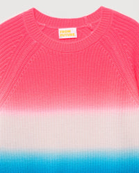 Pull à col rond maille perlée dip dye en cachemire - Tie & Dye Pink Blue