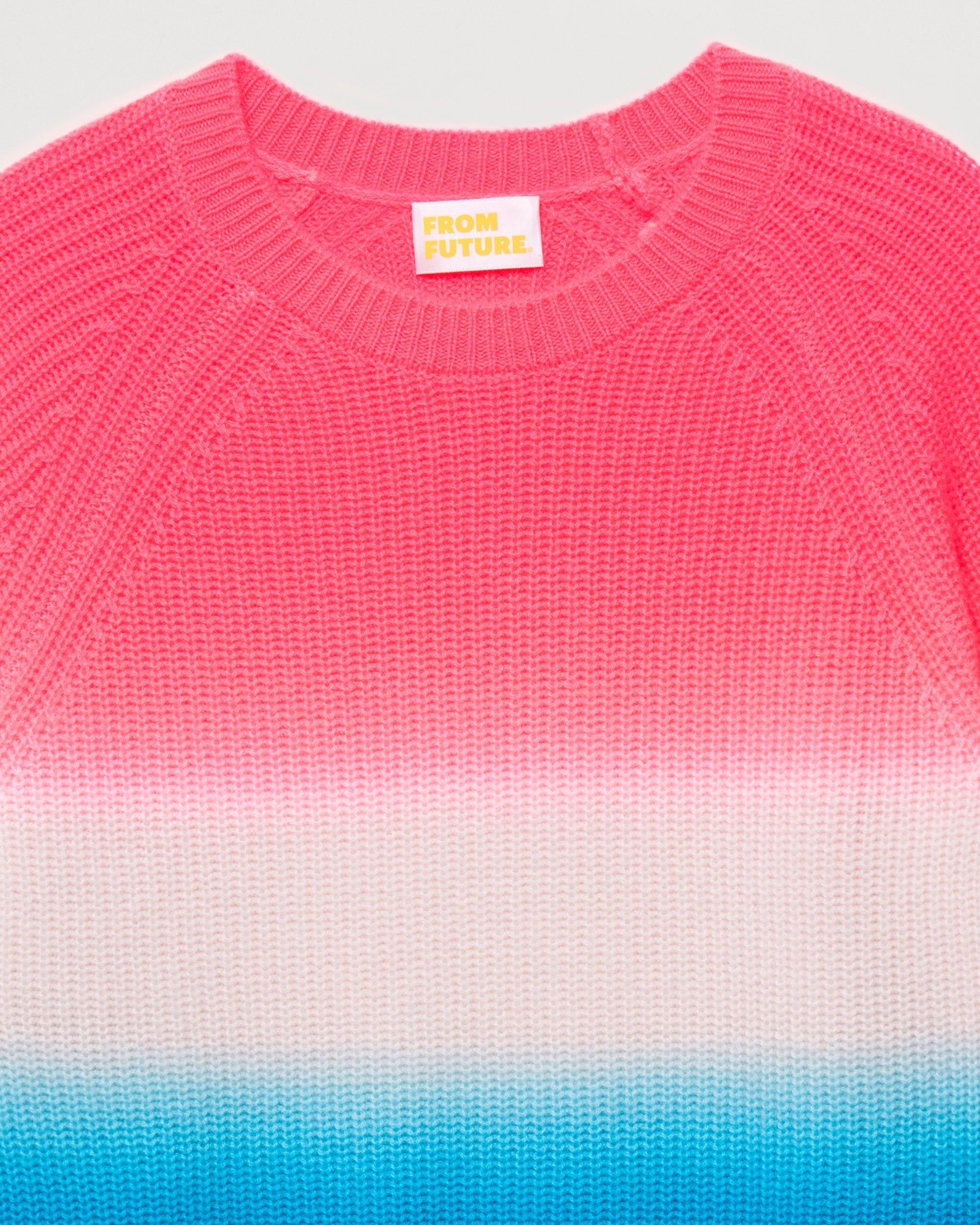 Pull à col rond maille perlée dip dye en cachemire - Tie & Dye Pink Blue