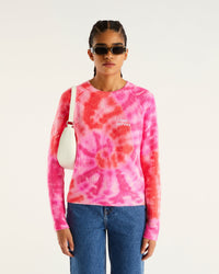Pull à col rond tie & dye from future en cachemire - Tie & Dye Pink