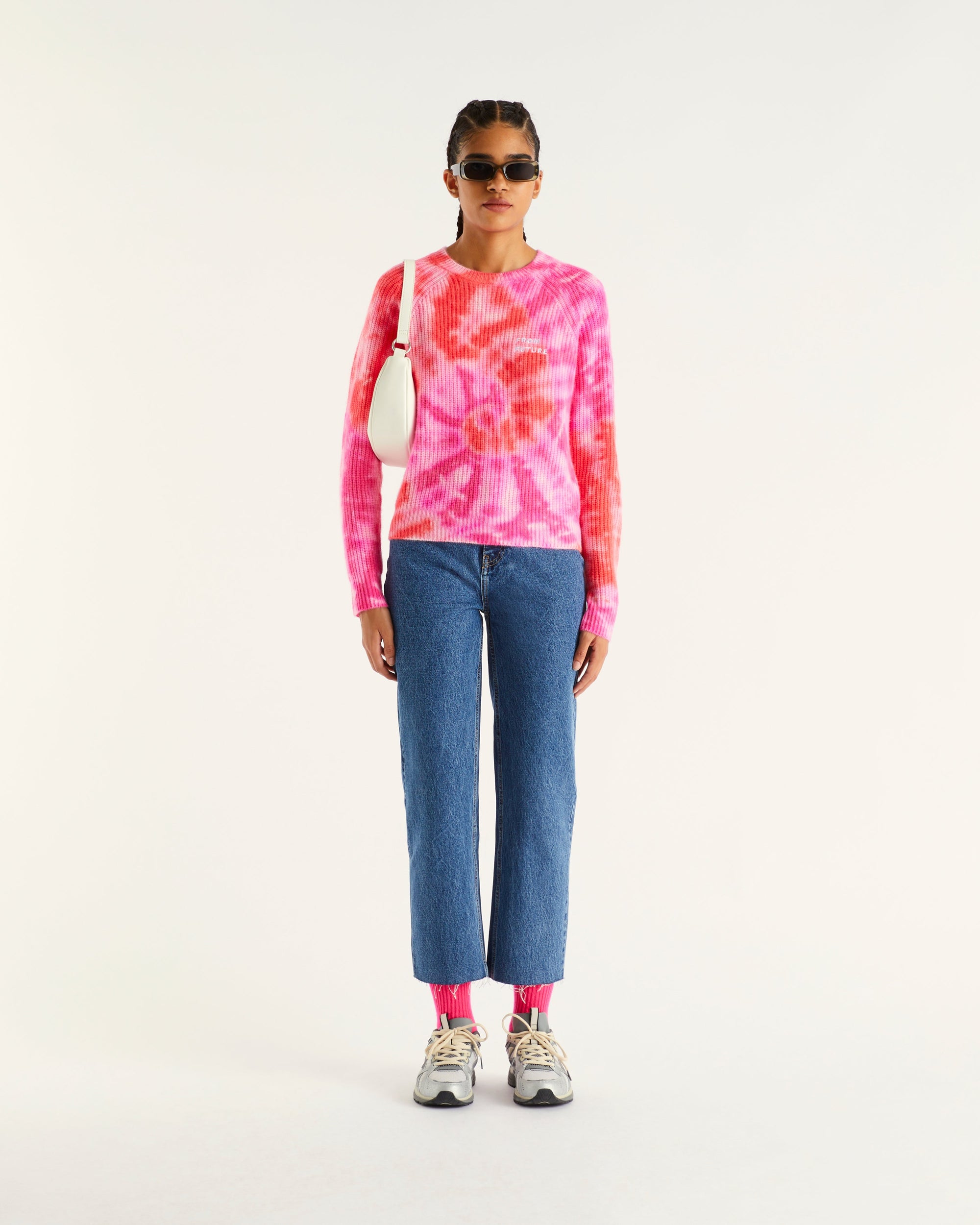 Pull à col rond tie & dye from future en cachemire - Tie & Dye Pink