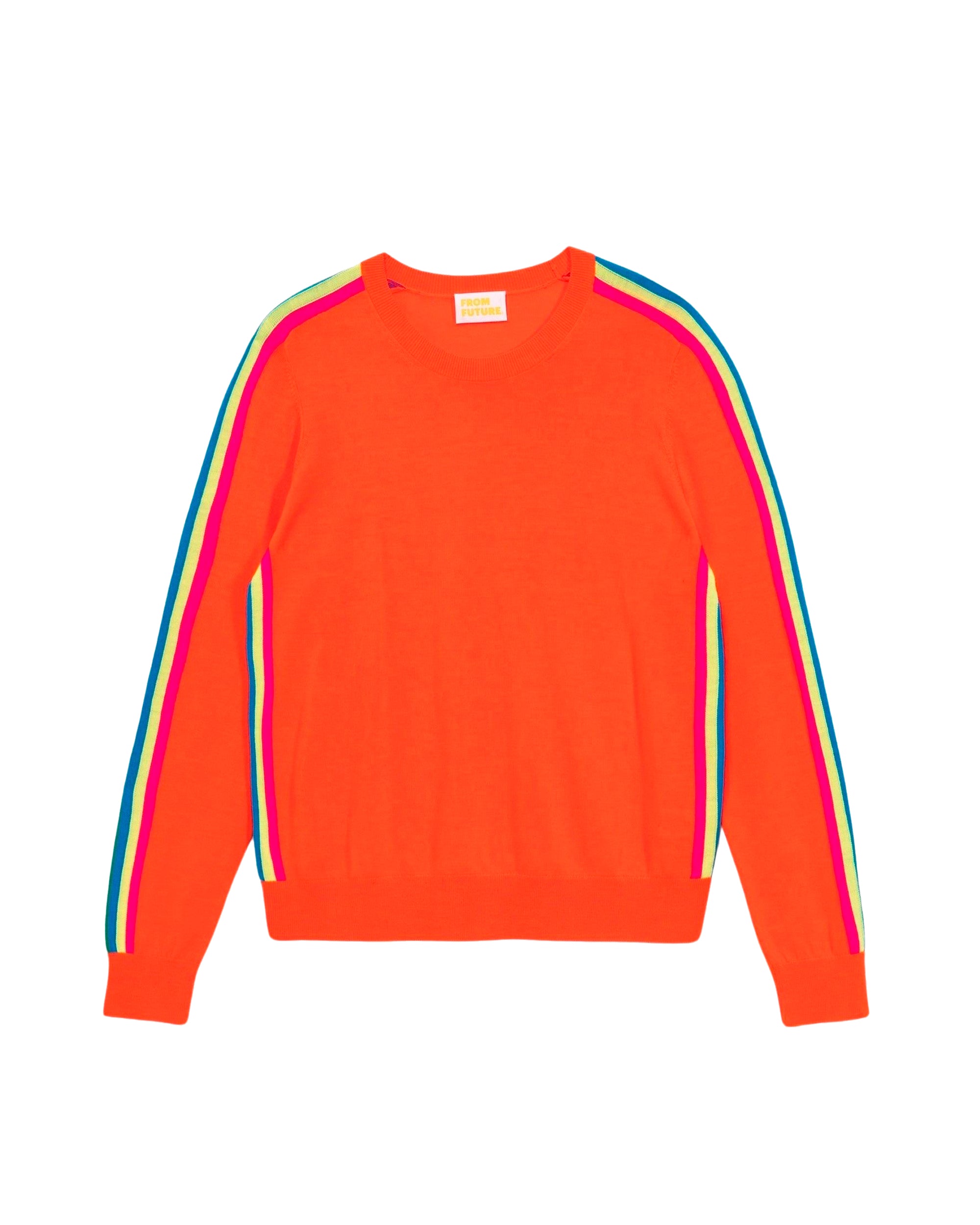 Pull à col rond en laine mérinos - Neon Orange