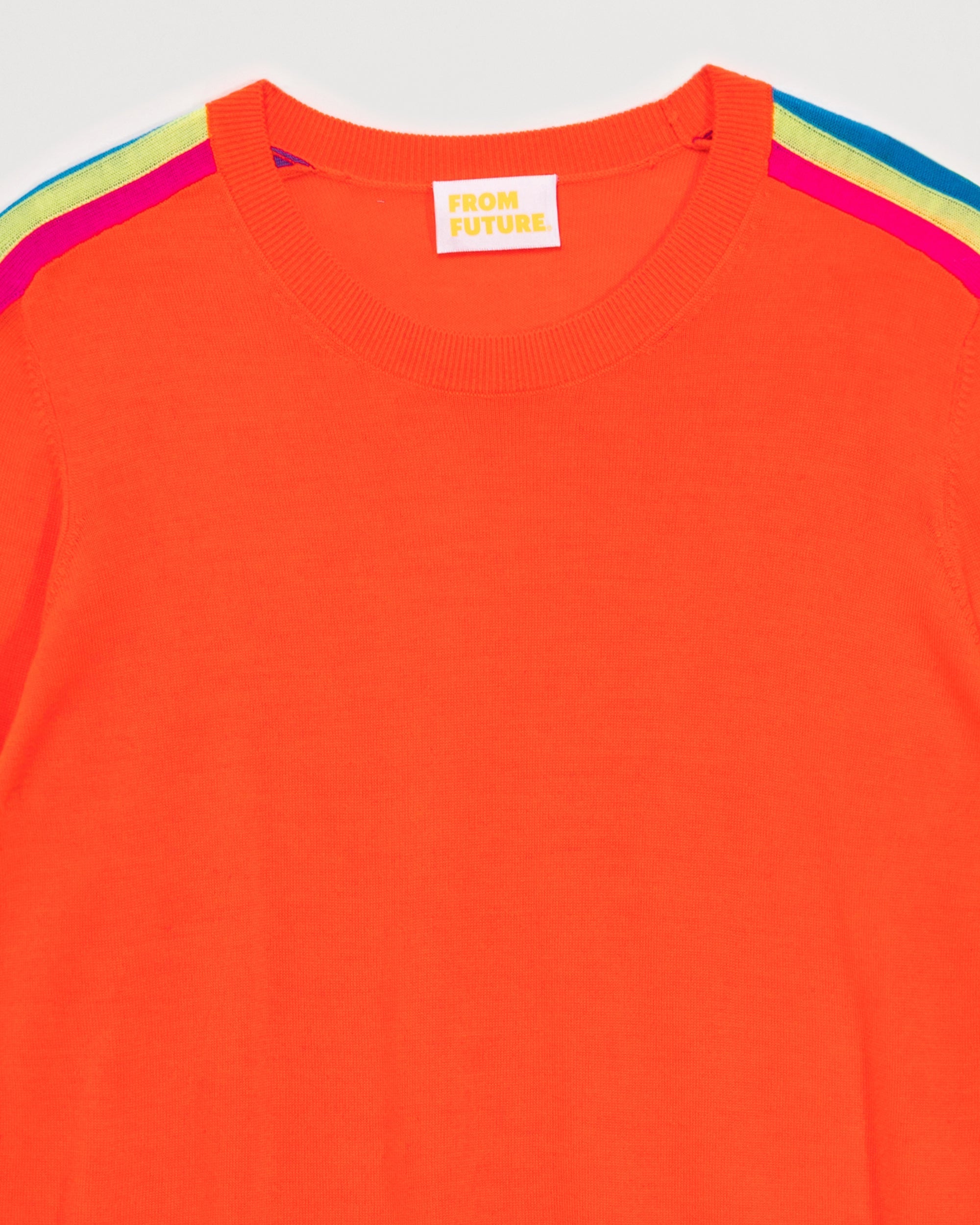 Pull à col rond en laine mérinos - Neon Orange