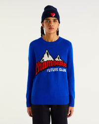 Pull à col rond Chamonix future club en cachemire - Pop Blue
