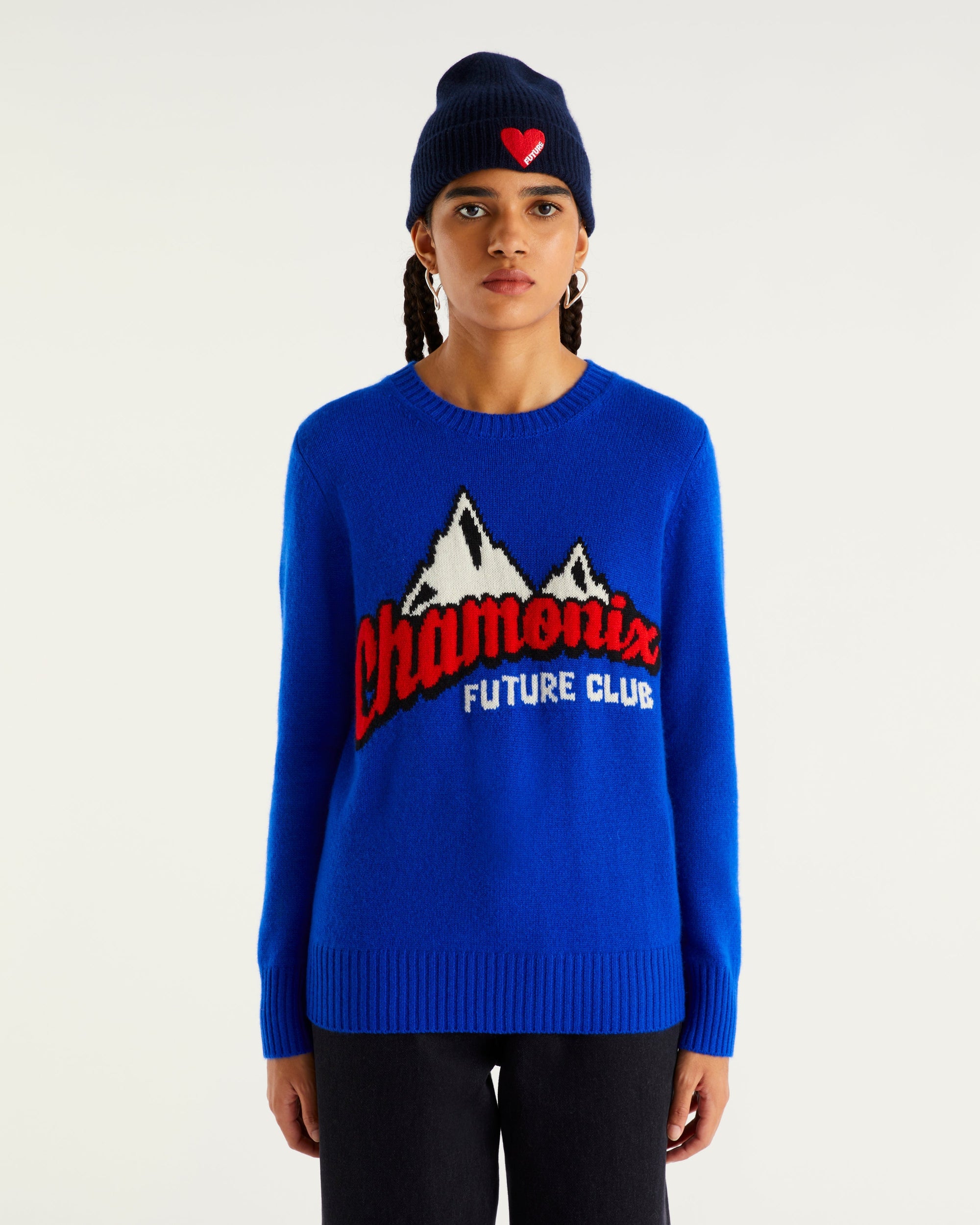 Pull à col rond Chamonix future club en cachemire - Pop Blue