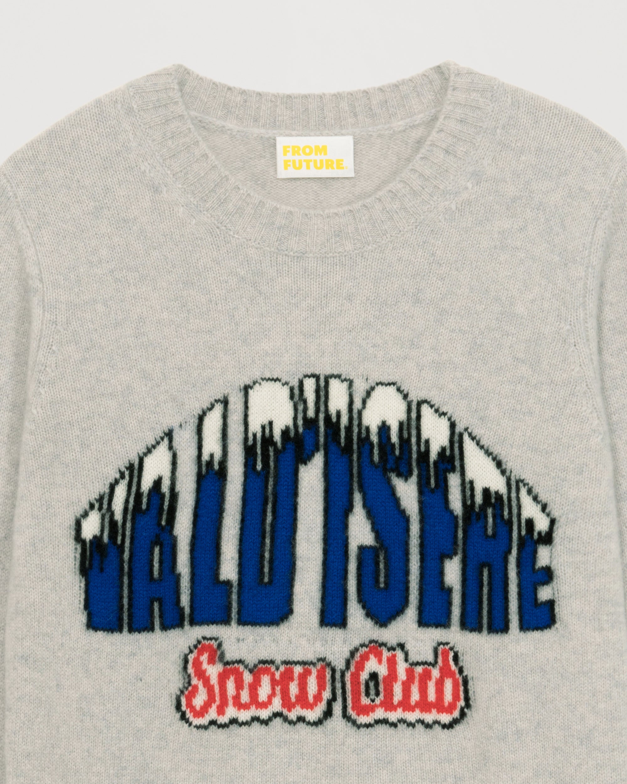Pull à col rond Val d'isere snow club en cachemire - Light Heather Gray