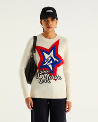 Pull à col rond Saint moritz en cachemire - Ecru