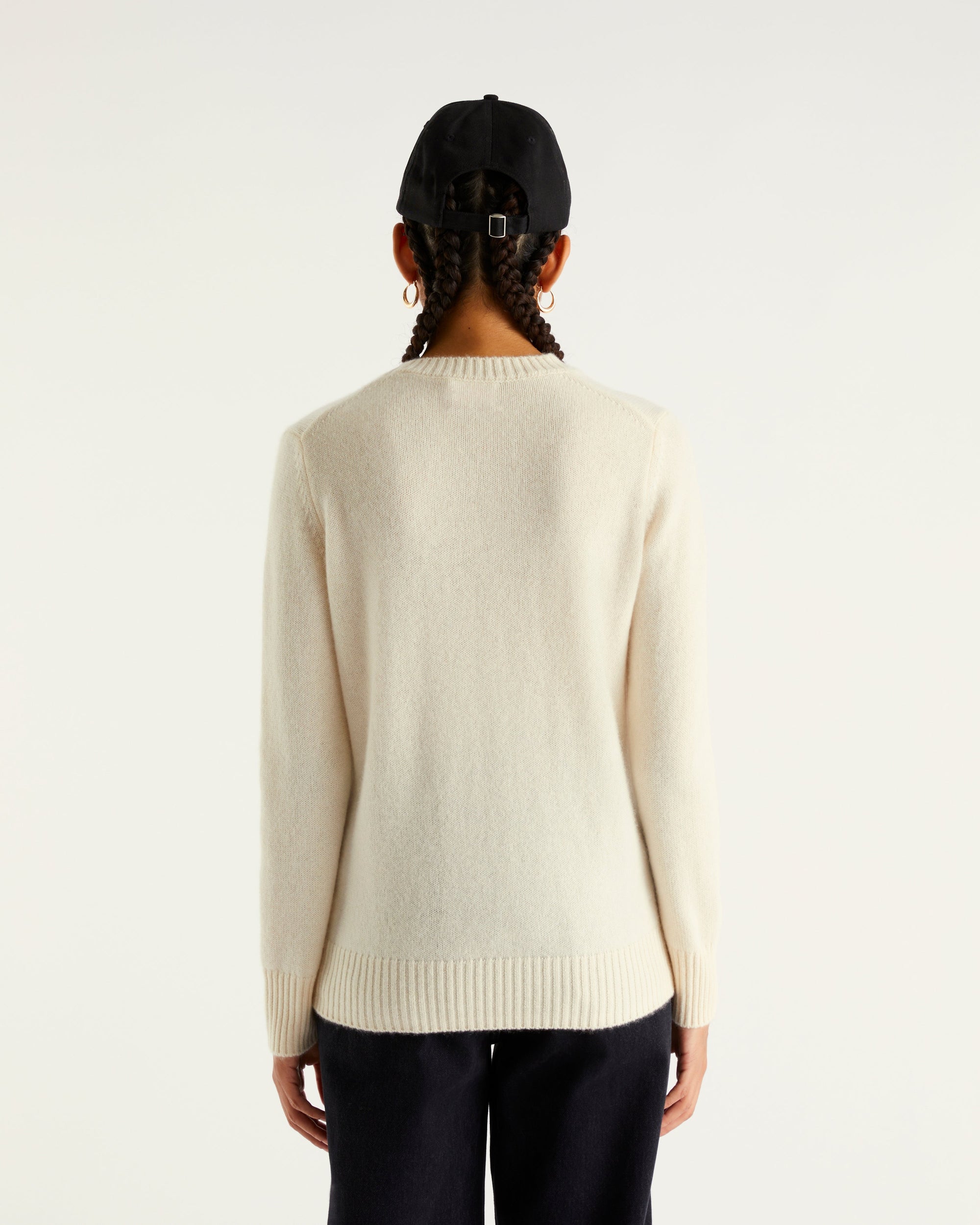 Pull à col rond Saint moritz en cachemire - Ecru