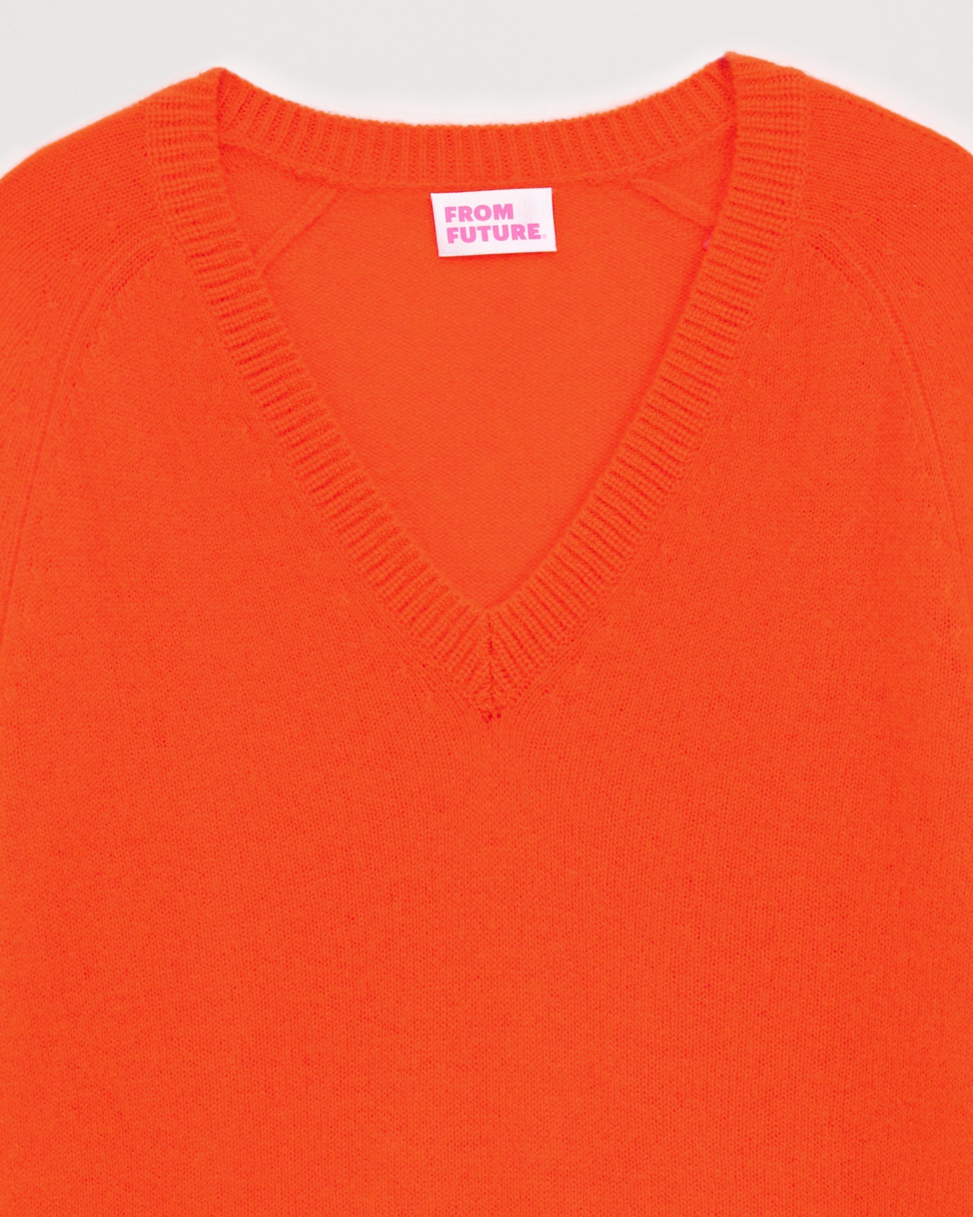 Pull à col V Light à coupe oversize en cachemire - Neon Orange