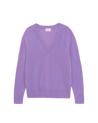 Pull à col V Light à coupe oversize en cachemire - Power Lilac