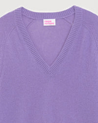 Pull à col V Light à coupe oversize en cachemire - Power Lilac