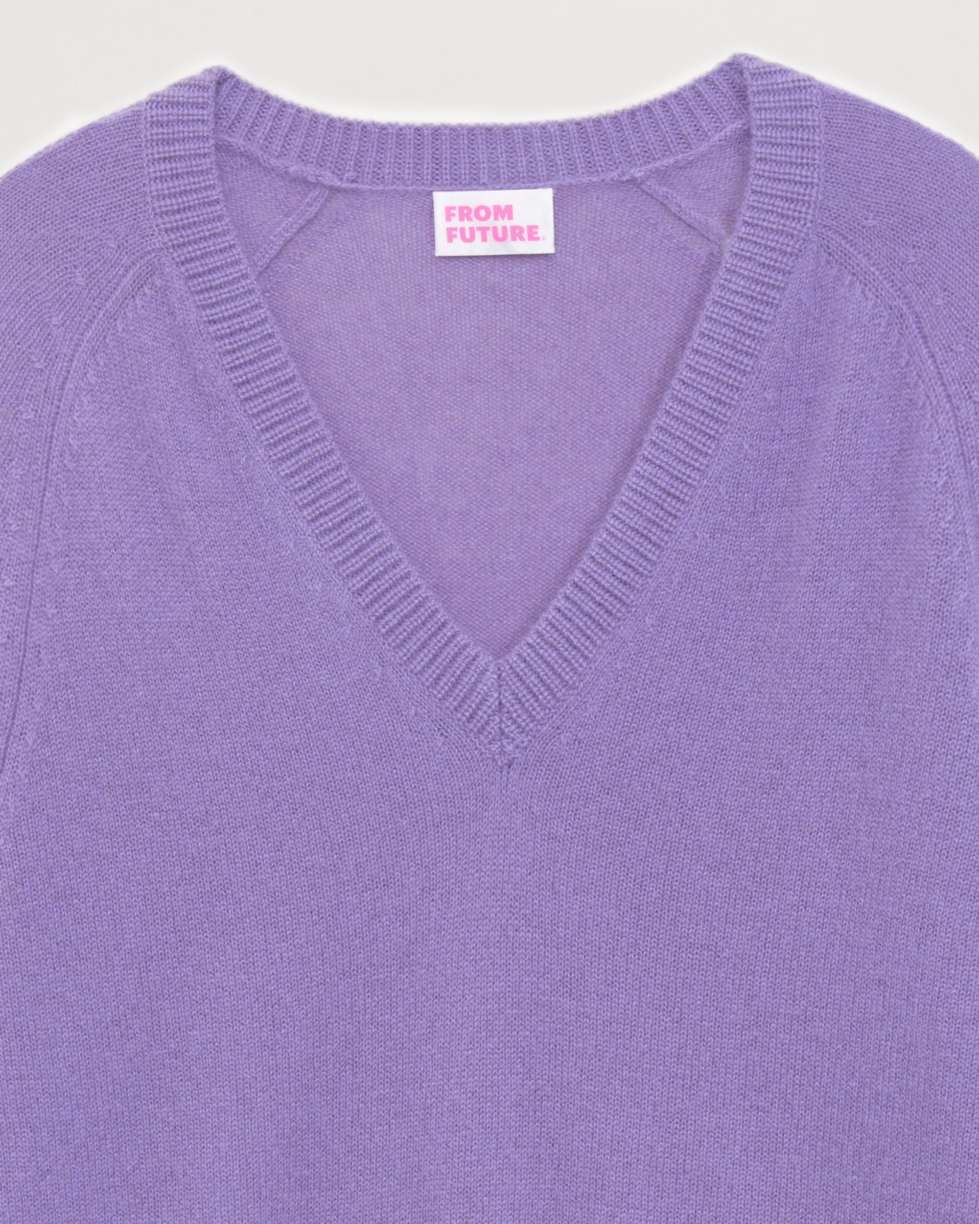 Pull à col V Light à coupe oversize en cachemire - Power Lilac