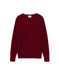 Pull à col V classique en cachemire - Prune