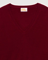 Pull à col V classique en cachemire - Prune