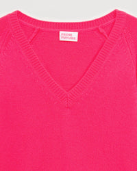 Pull court à col V en cachemire - Winter Fuchsia