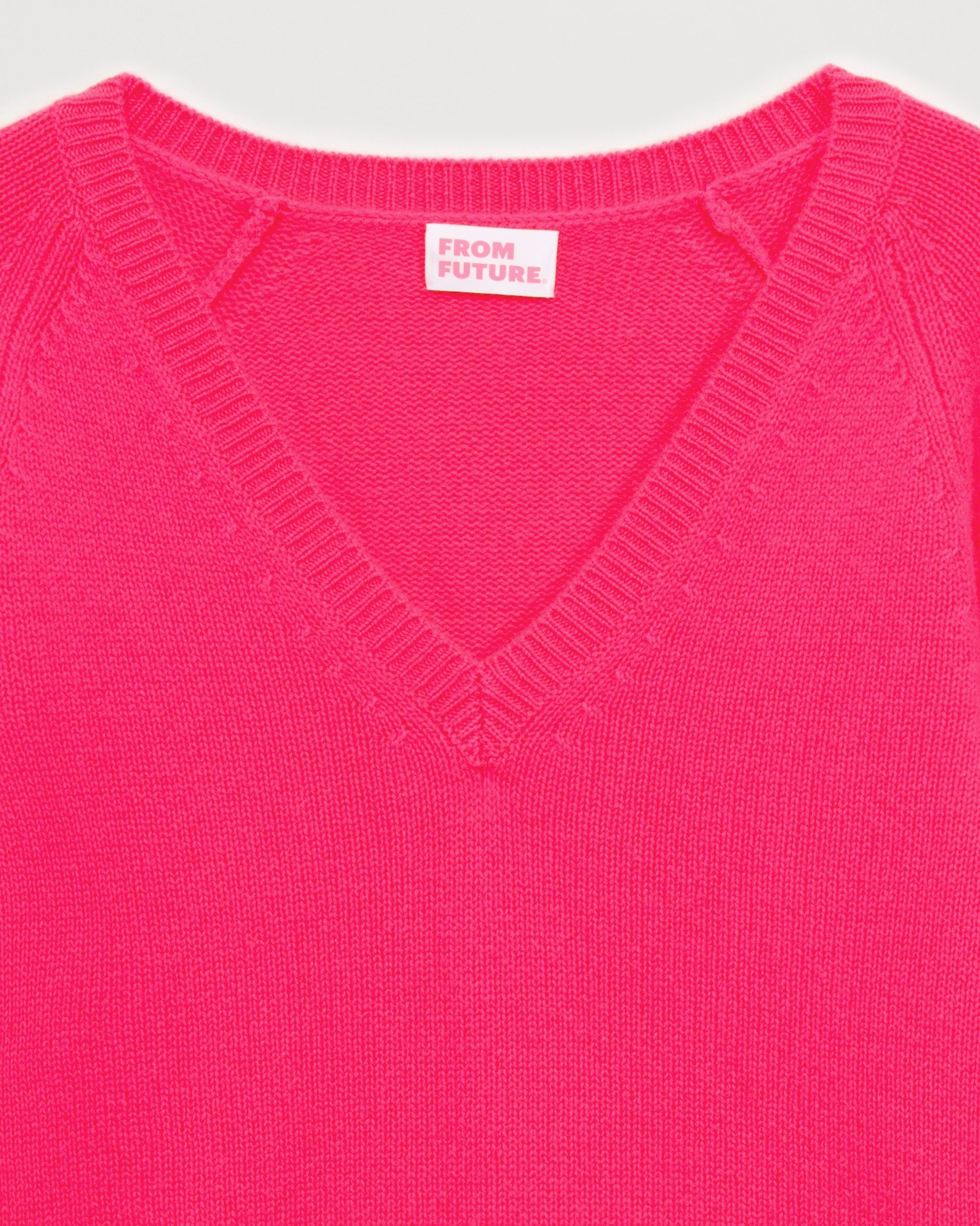 Pull court à col V en cachemire - Winter Fuchsia