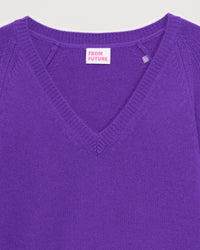 Pull court à col V en cachemire - Neon Purple