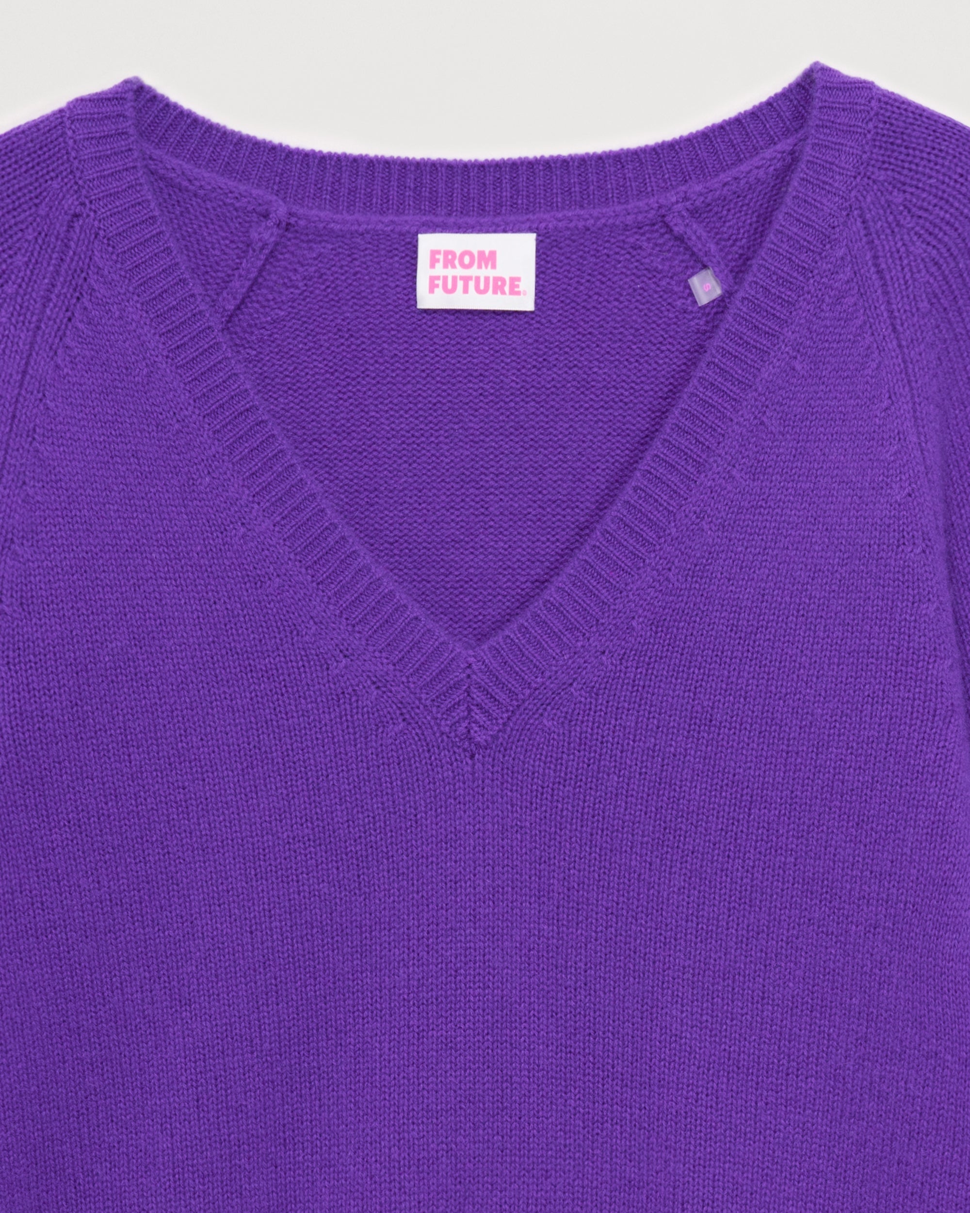 Pull court à col V en cachemire - Neon Purple