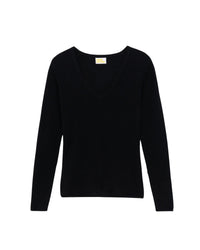 Pull fin à col V Light en cachemire - Black