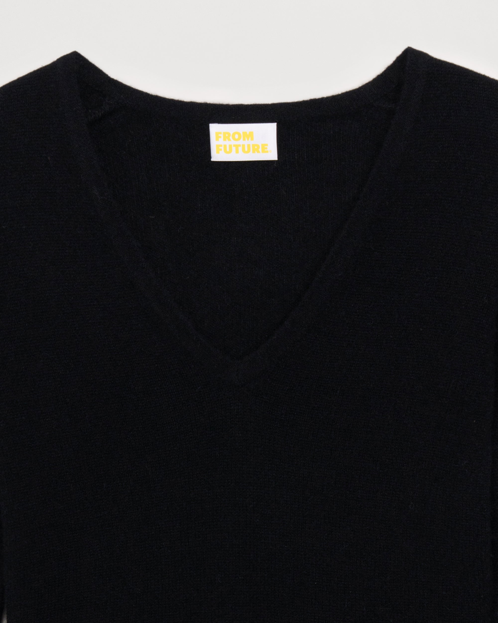 Pull fin à col V Light en cachemire - Black