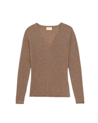 Pull fin à col V Light en cachemire - Taupe
