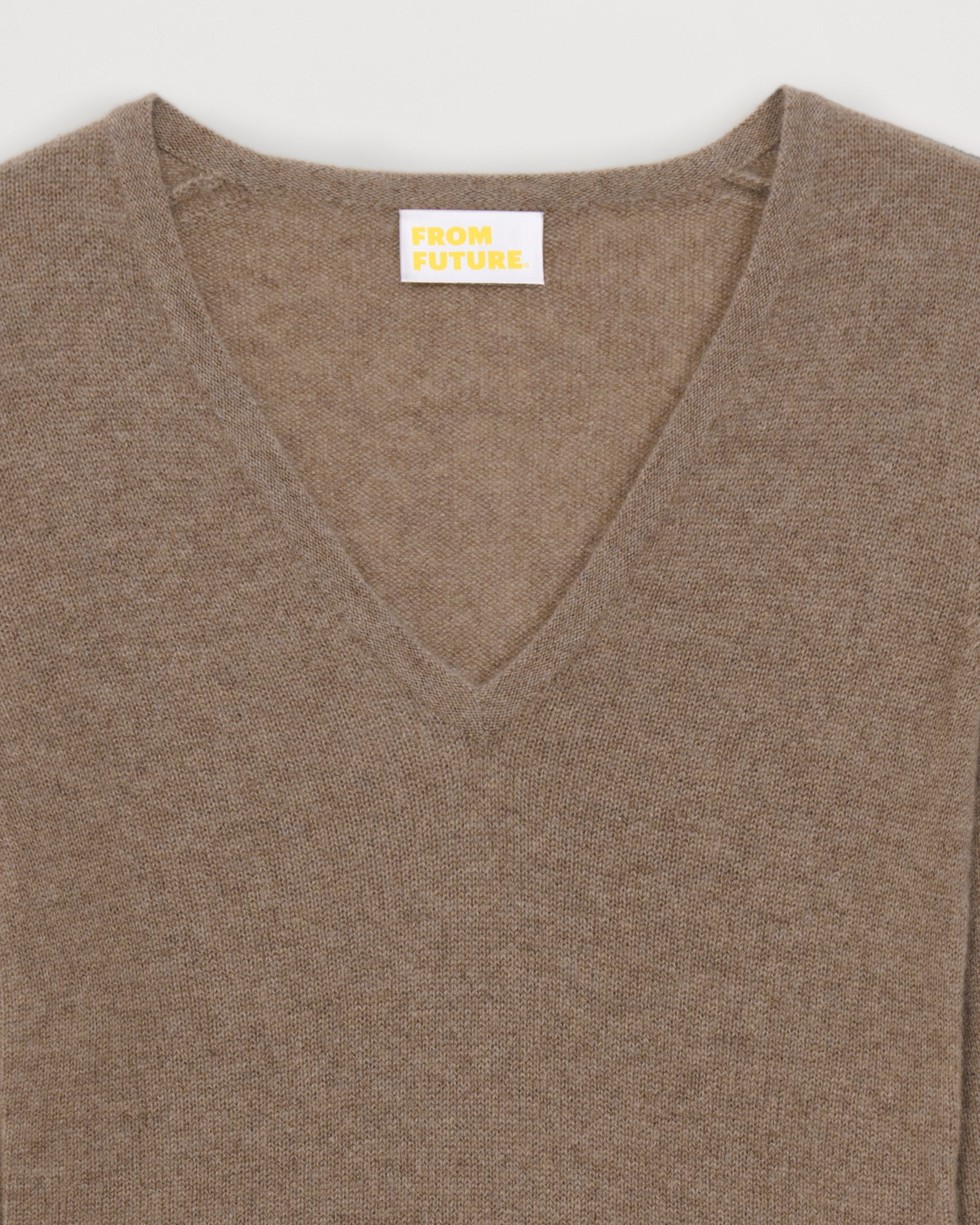 Pull fin à col V Light en cachemire - Taupe