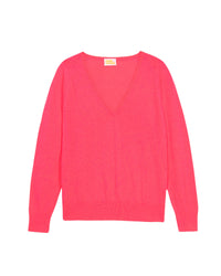 Pull à col V et coupe oversize en laine mérinos - Neon Pink