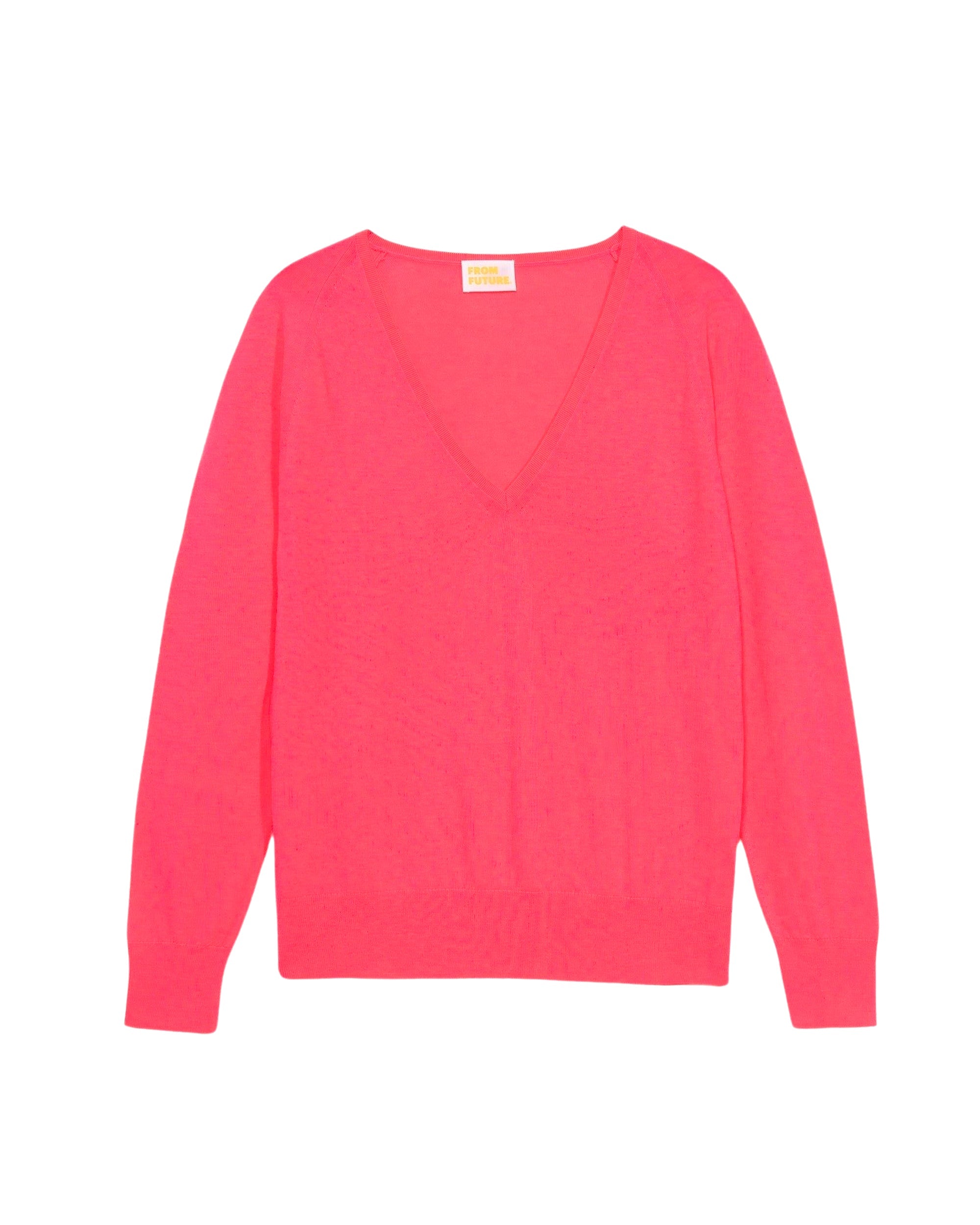 Pull à col V et coupe oversize en laine mérinos - Neon Pink