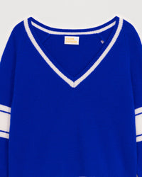Pull à col V brassard en cachemire - Pop Blue