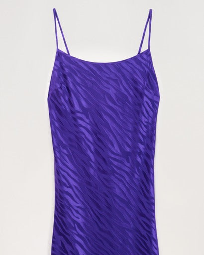 Robe courte Gisele en soie - Purple Jacquard