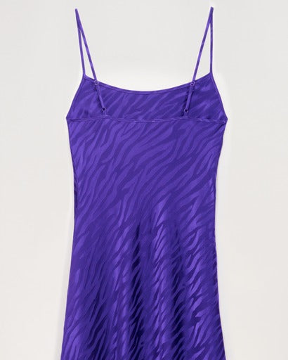 Robe courte Gisele en soie - Purple Jacquard