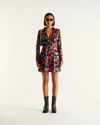 Robe courte Alie en soie - Winter Roses