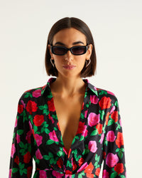 Robe courte Alie en soie - Winter Roses