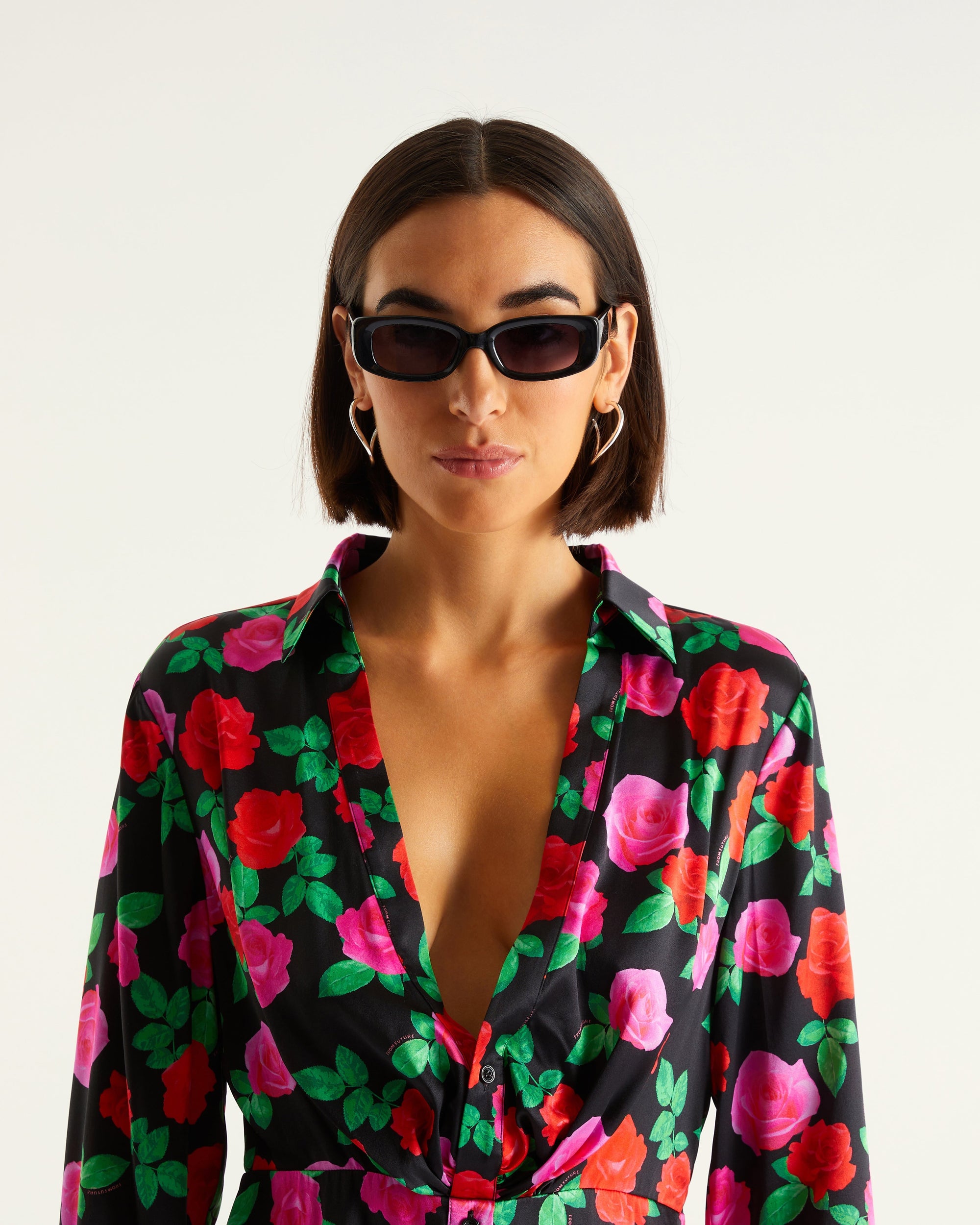 Robe courte Alie en soie - Winter Roses