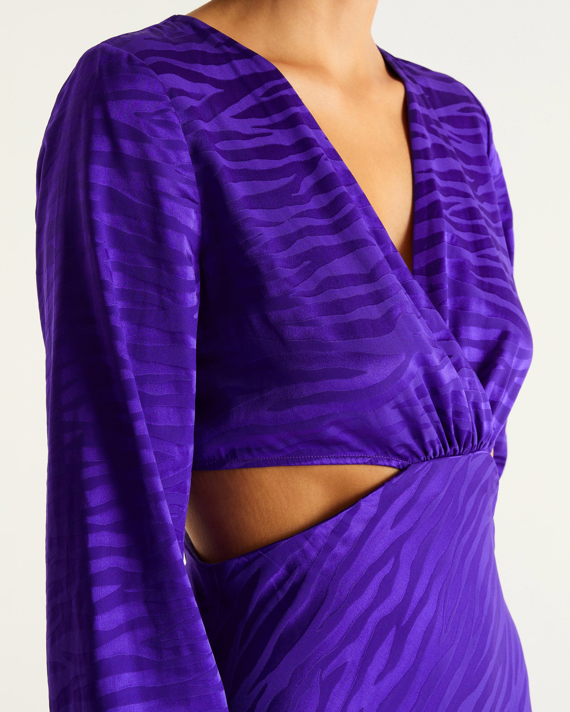 Robe longue Alma en soie - Purple Jacquard