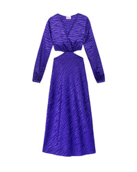 Robe longue Alma en soie - Purple Jacquard