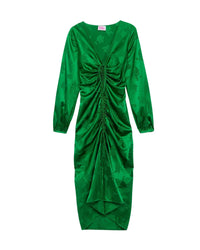 Robe longue Rivka en soie - Green Jacquard