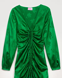 Robe longue Rivka en soie - Green Jacquard