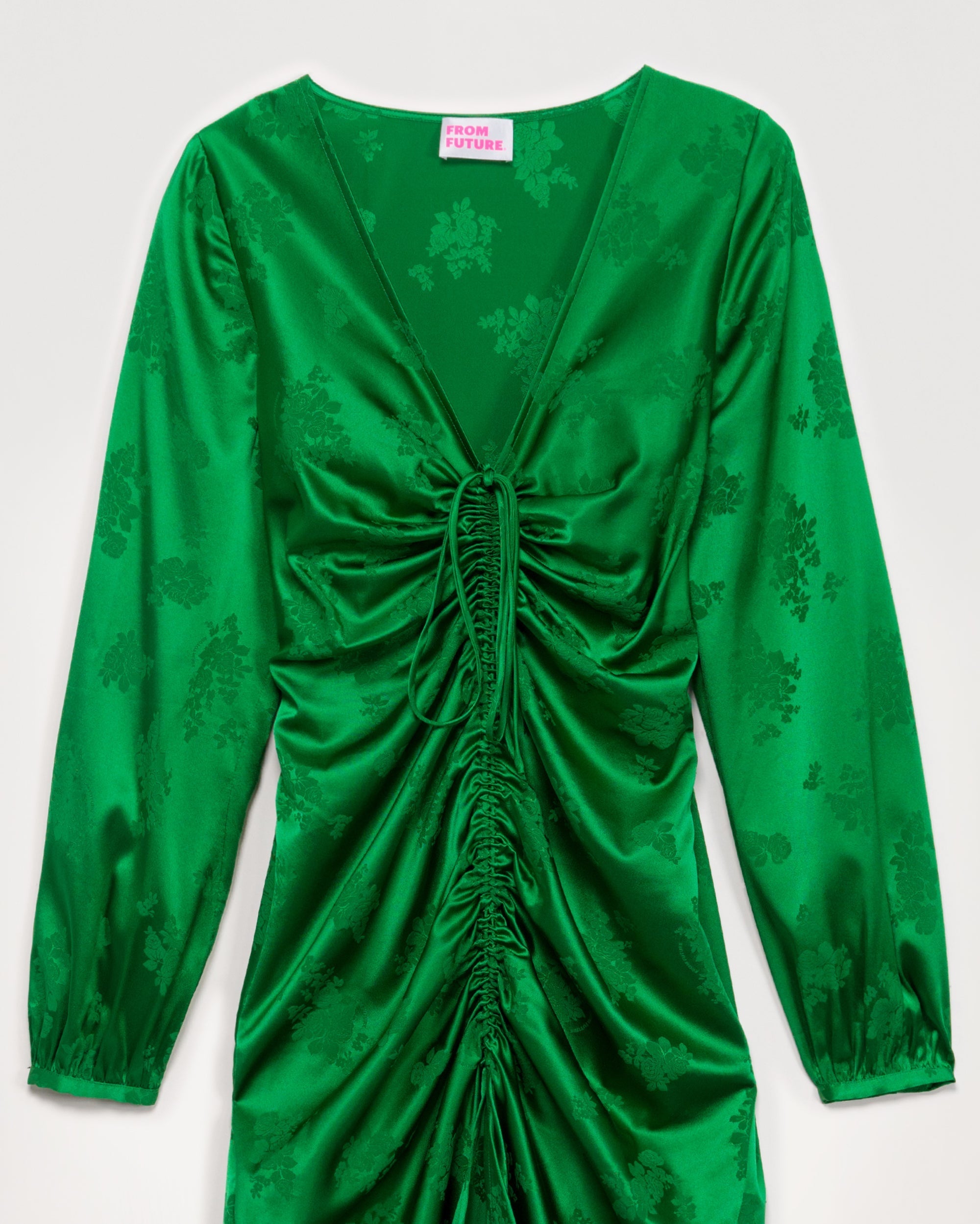 Robe longue Rivka en soie - Green Jacquard