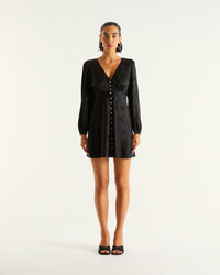 Robe courte Lana en soie - Black Jacquard