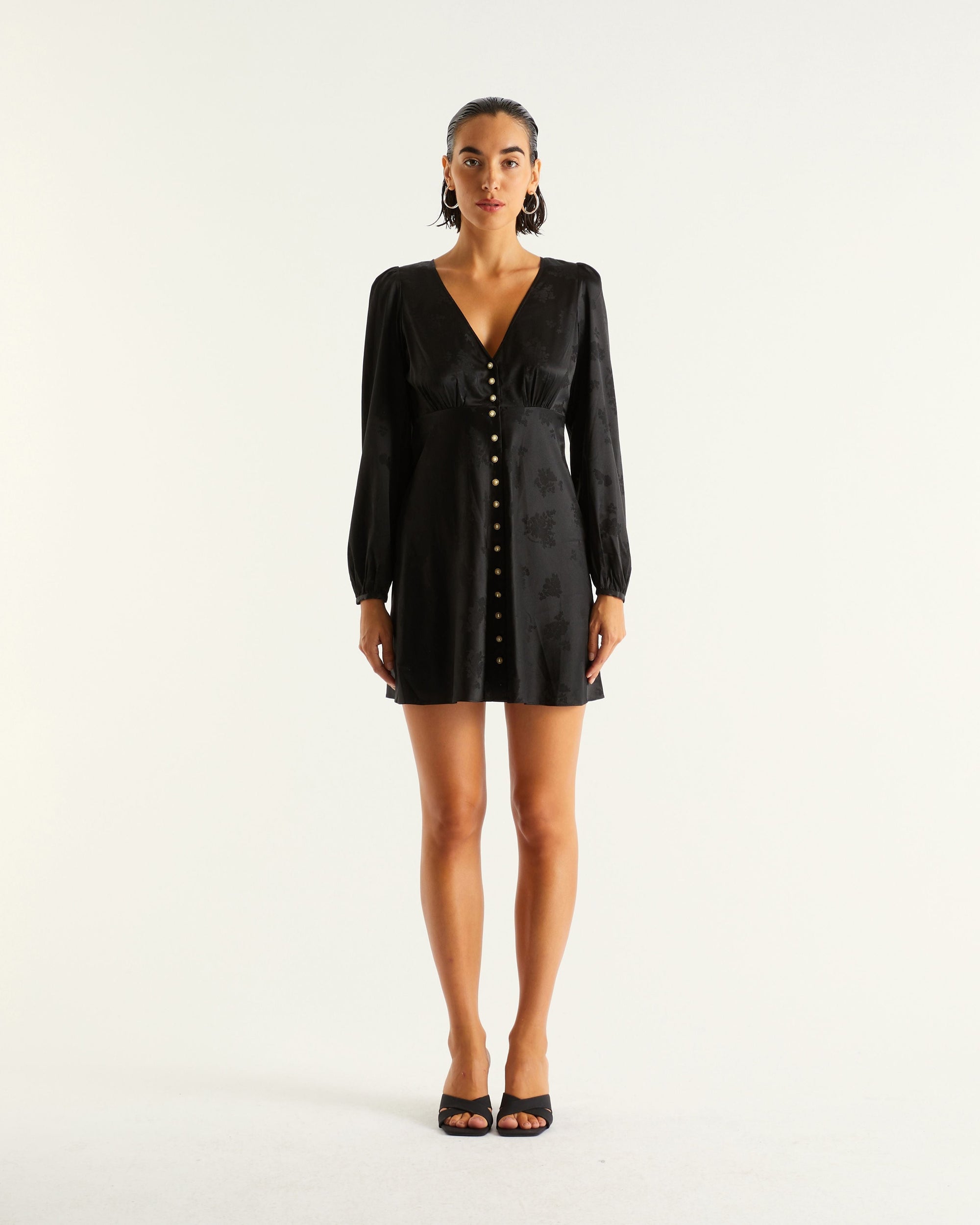 Robe courte Lana en soie - Black Jacquard