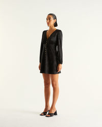 Robe courte Lana en soie - Black Jacquard