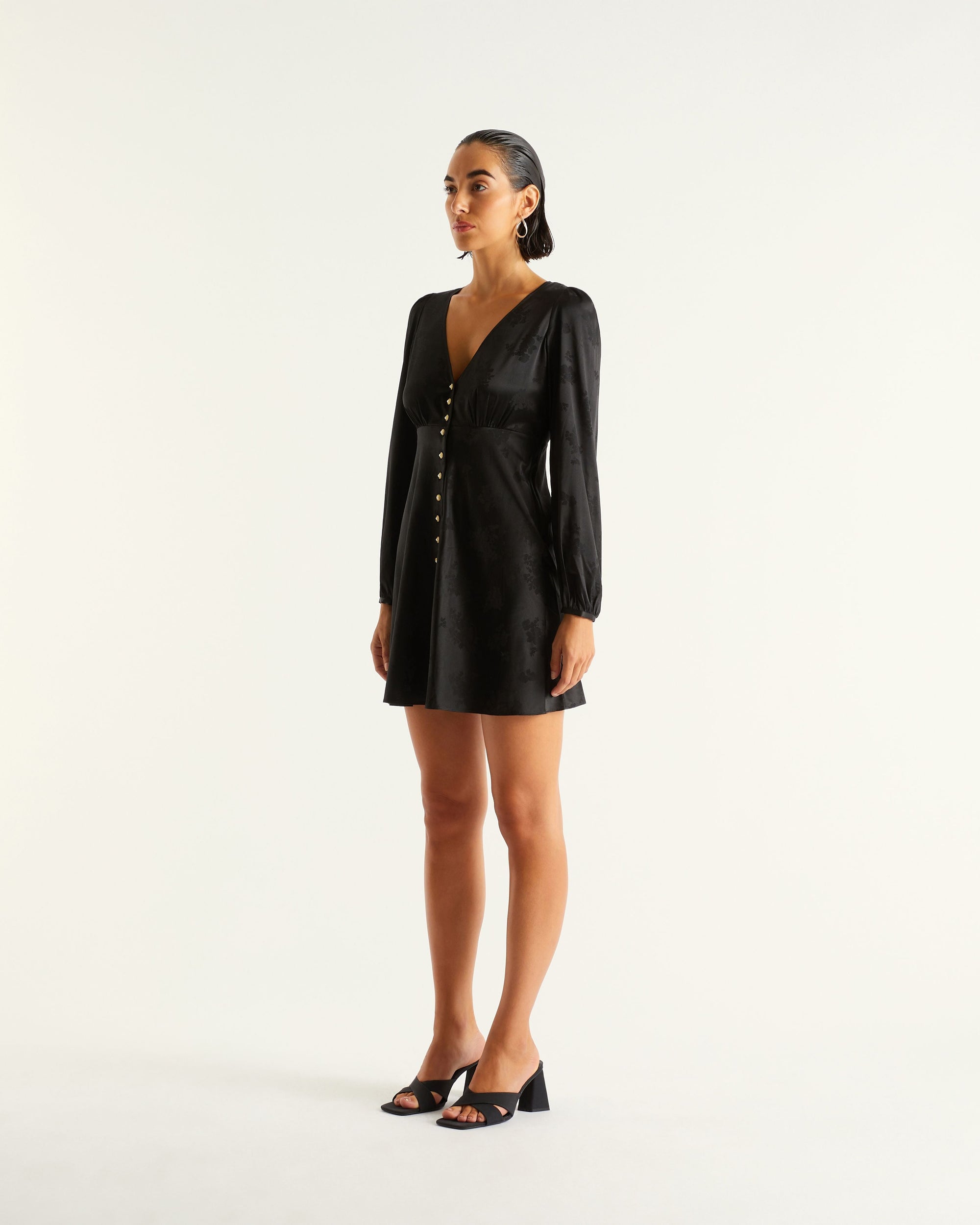 Robe courte Lana en soie - Black Jacquard