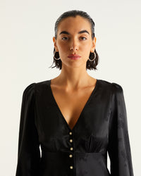 Robe courte Lana en soie - Black Jacquard